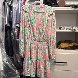 Floral Pink and Green Dress